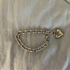 Sterling silver link bracelet with heart